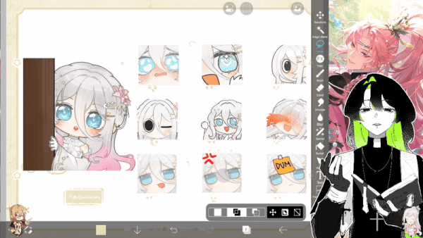 The pink guy is from The Moonlit Oath mobile game btw not my art